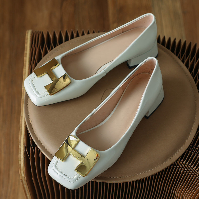 Ella Genuine Leather Low Heel Slip on Pumps NEW GEW