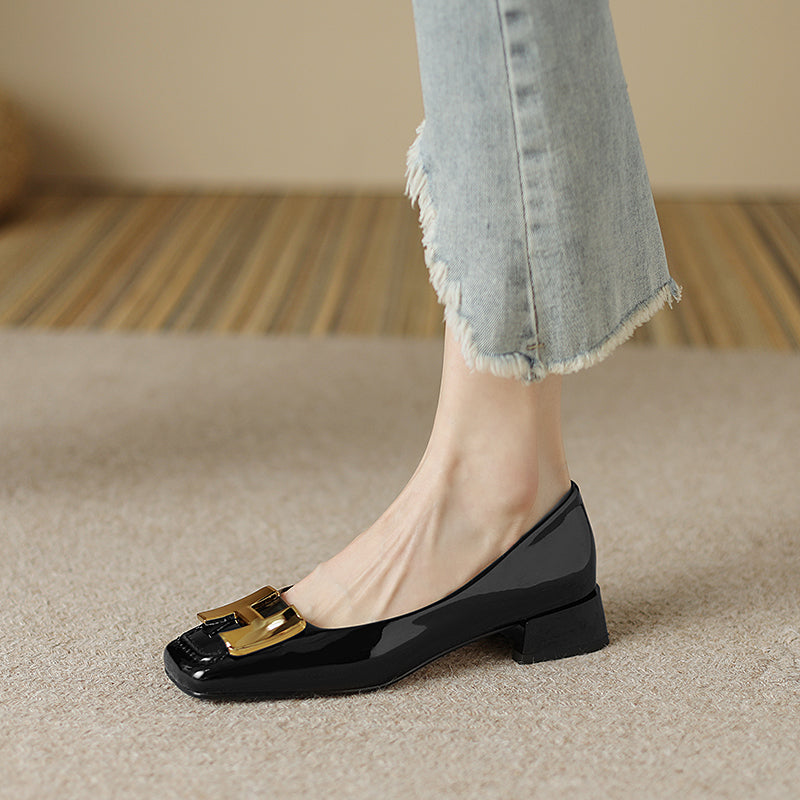 Ella Genuine Leather Low Heel Slip on Pumps NEW GEW
