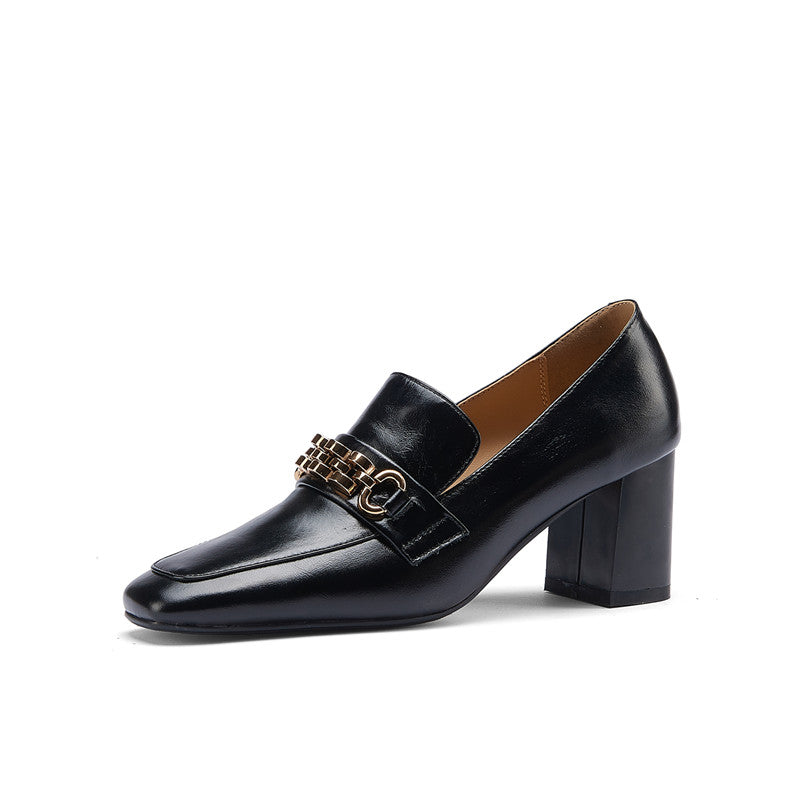 Ida Black Heel Loafers Newgew