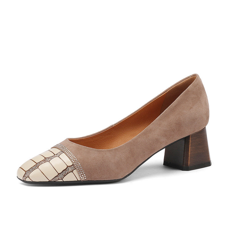 Faye Embellished Square Toe Heels Tan Newgew