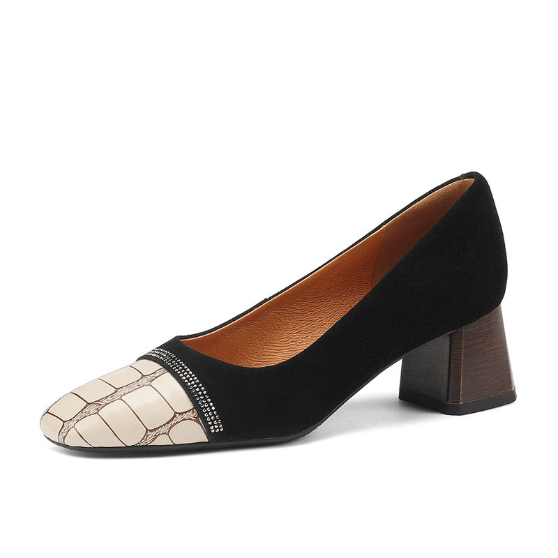 Faye Embellished Square Toe Heels Black Newgew
