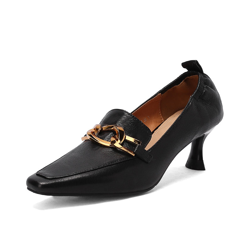 Ila Black Heeled Loafers Newgew