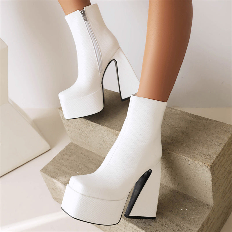 Nia Chunky Platform Green Ankle Boots Newgew