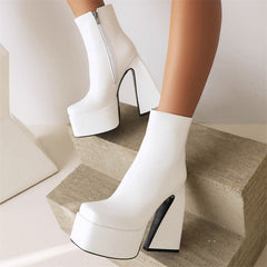Nia Chunky Platform Green Ankle Boots Newgew