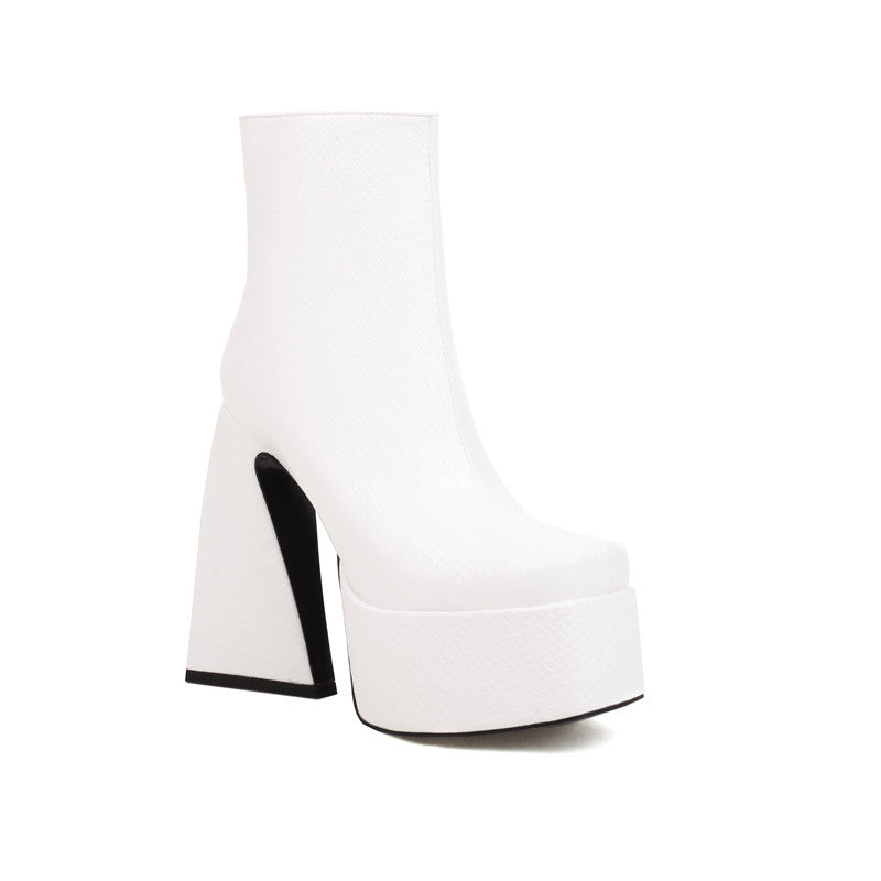 Nia Chunky Platform Green Ankle Boots Newgew