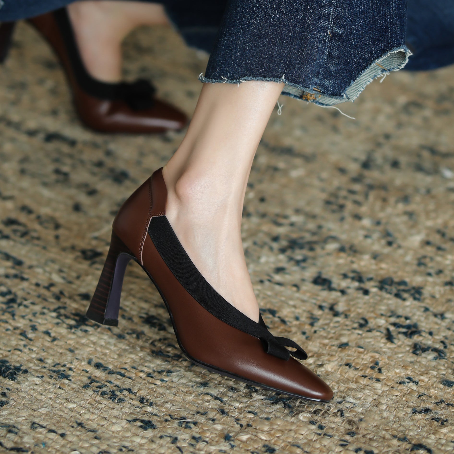 Giana Brown Leather Heels Newgew