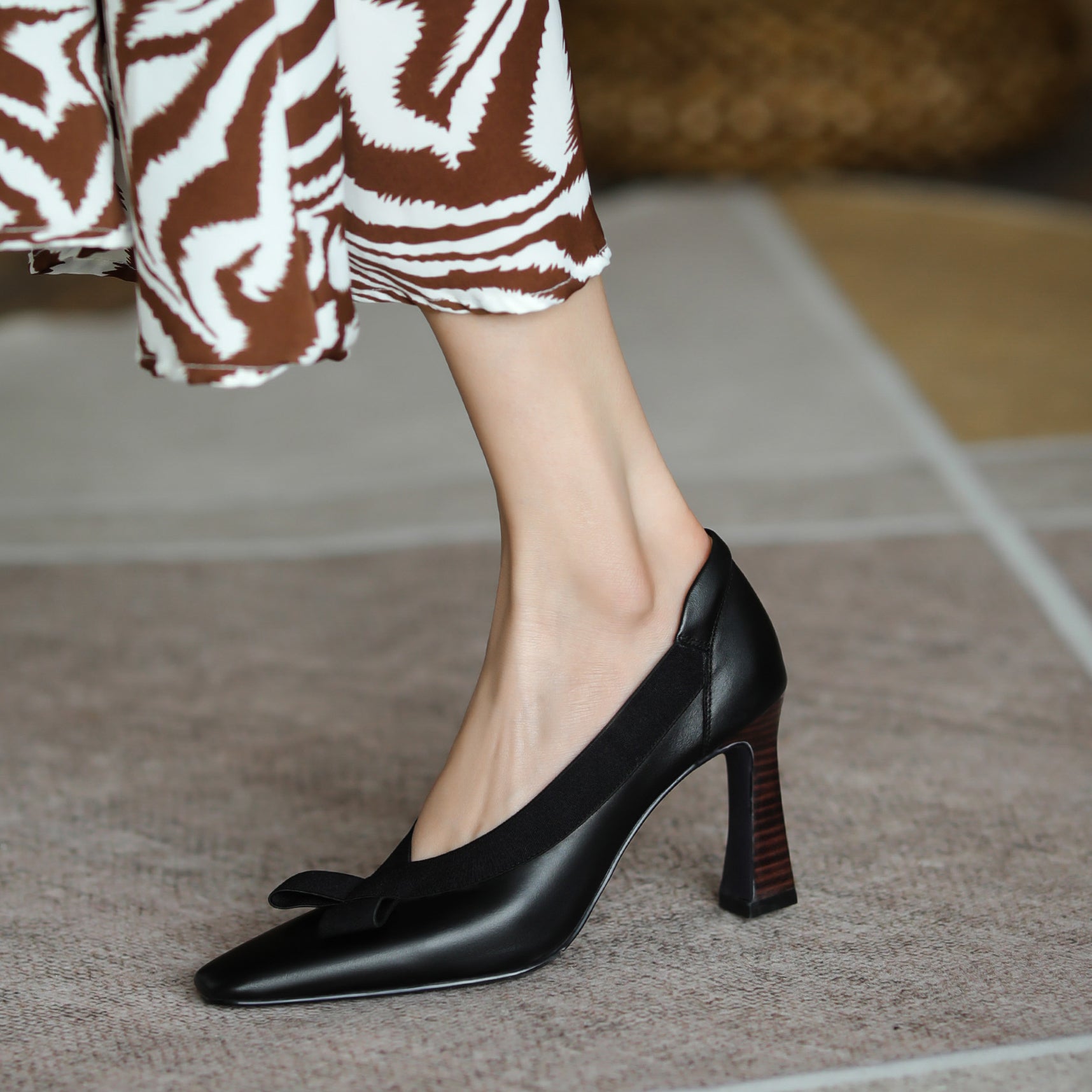 Giana Black Heels with Bow Newgew