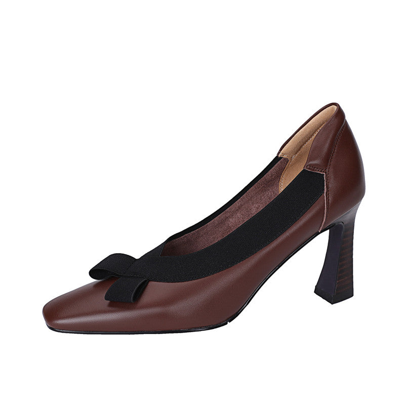 Giana Brown Leather Heels Newgew