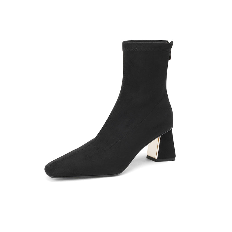 Mae Black Square Toe Sock Ankle Boots newgew