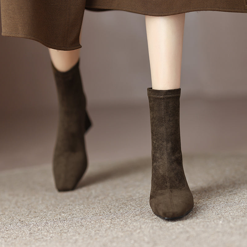 Mae Olive Green Sock Ankle Boots newgew
