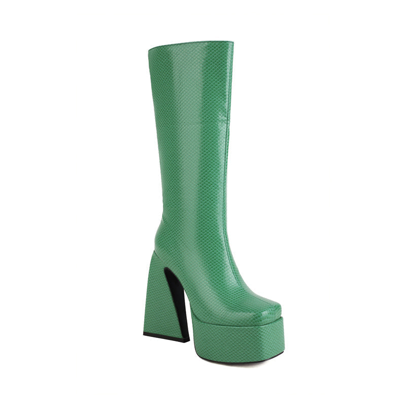 Hope Green Platform Boots Knee High Newgew