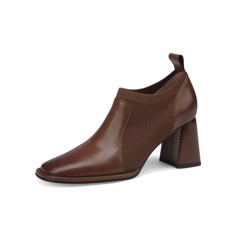 Ivy Brown Square Toe Heels newgew