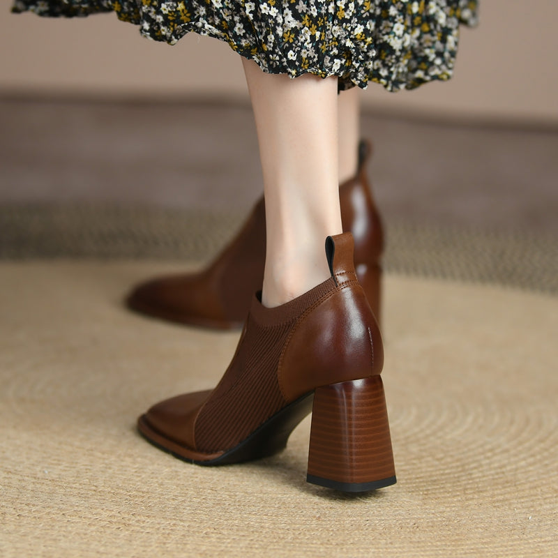 Ivy Brown Square Toe Heels newgew