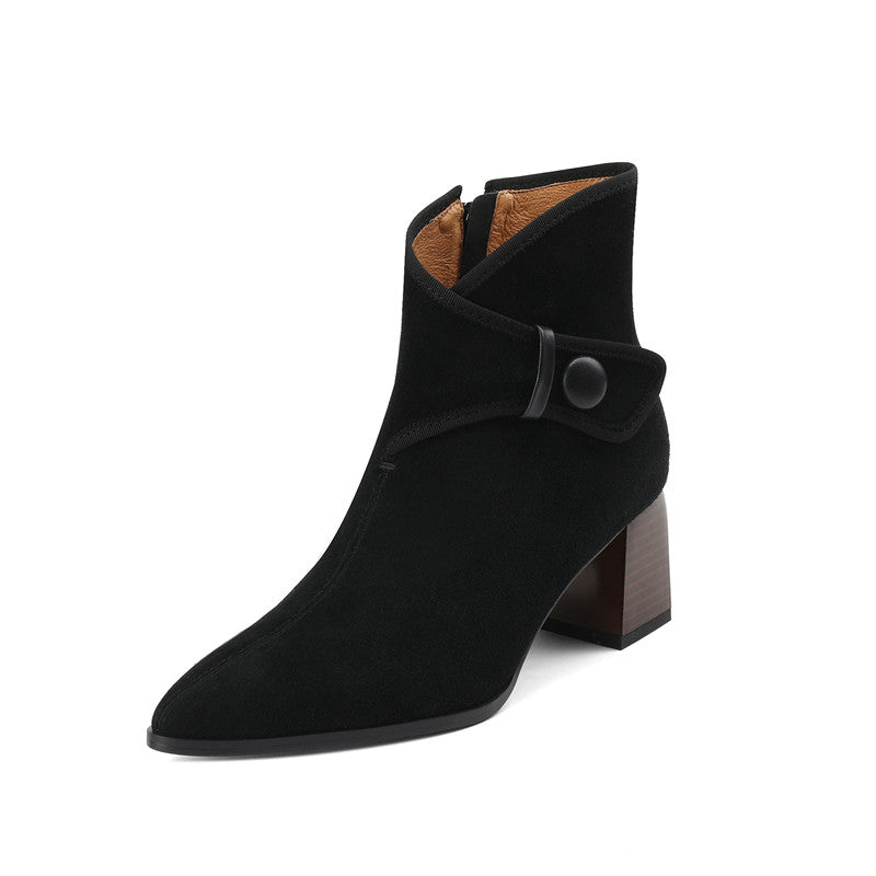 Harli Black Block Heel Ankle Boots Newgew