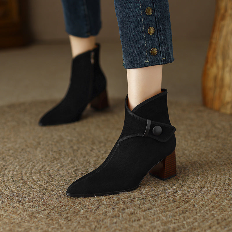 Harli Black Block Heel Ankle Boots Newgew
