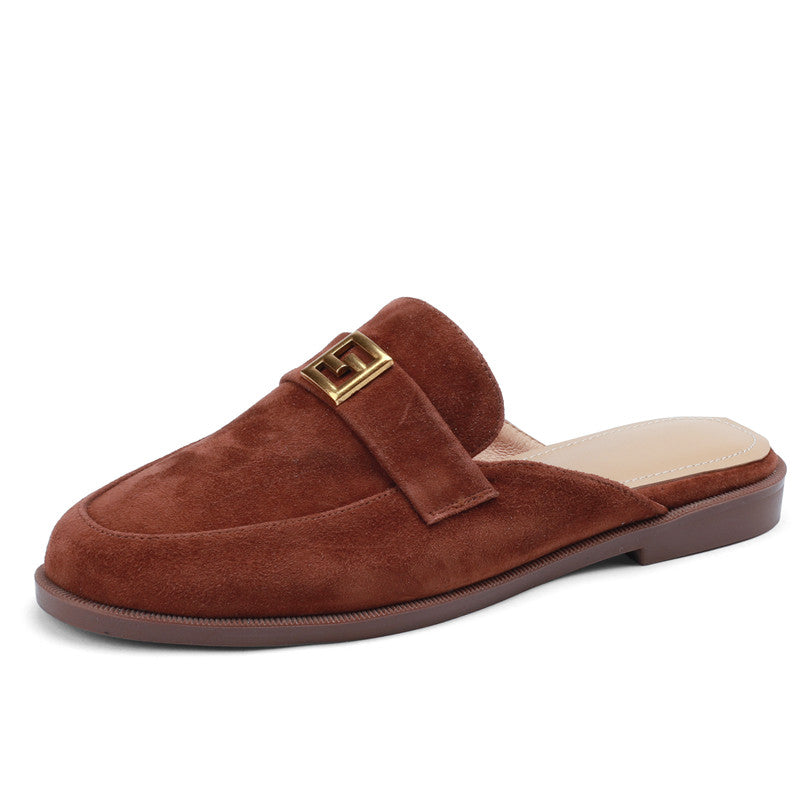 Denim Suede Flat Mules NEW GEW