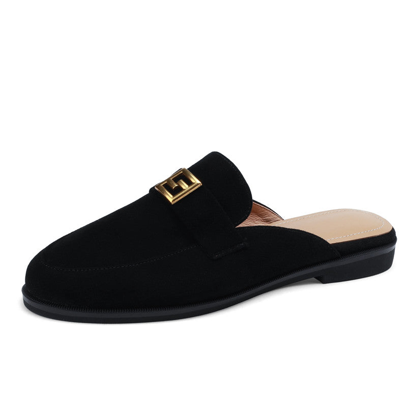Denim Suede Flat Mules NEW GEW