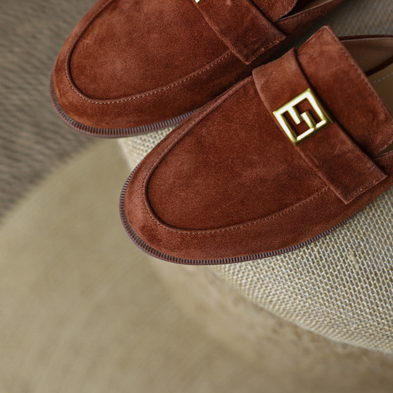 Denim Suede Flat Mules NEW GEW