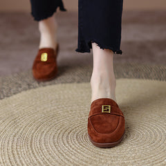 Denim Suede Flat Mules NEW GEW
