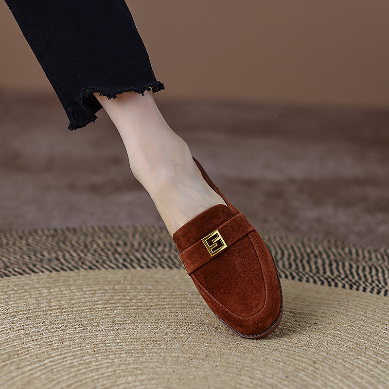 Denim Suede Flat Mules NEW GEW