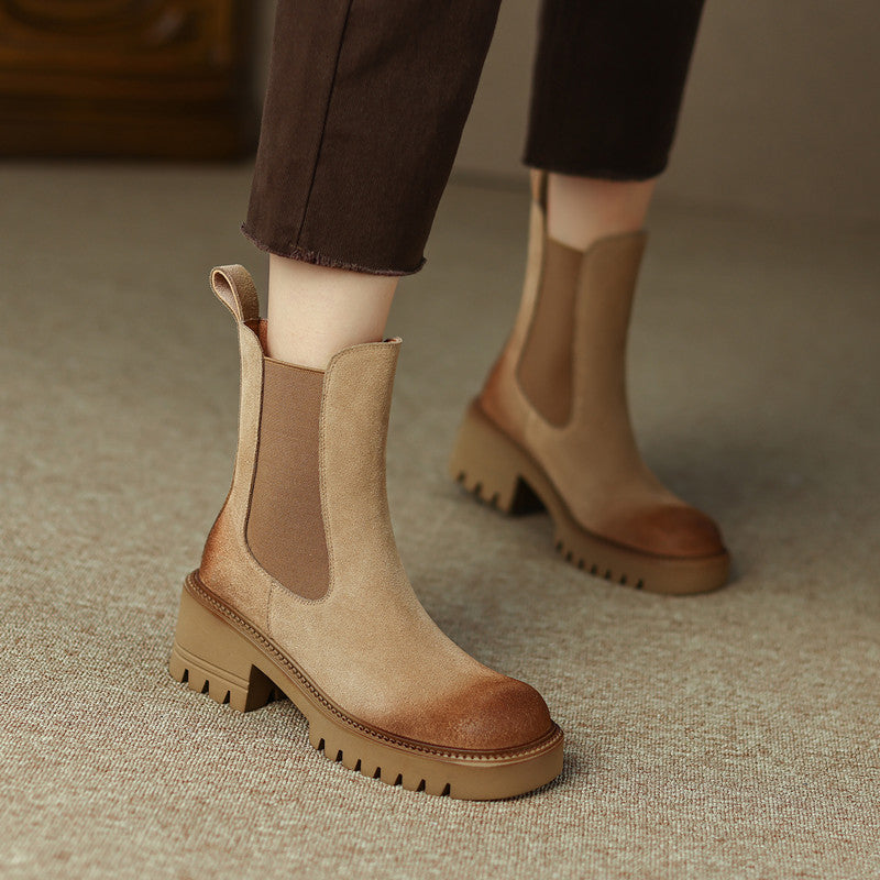 Haya Tan Chelsea Lug Sole Combat Boots Newgew