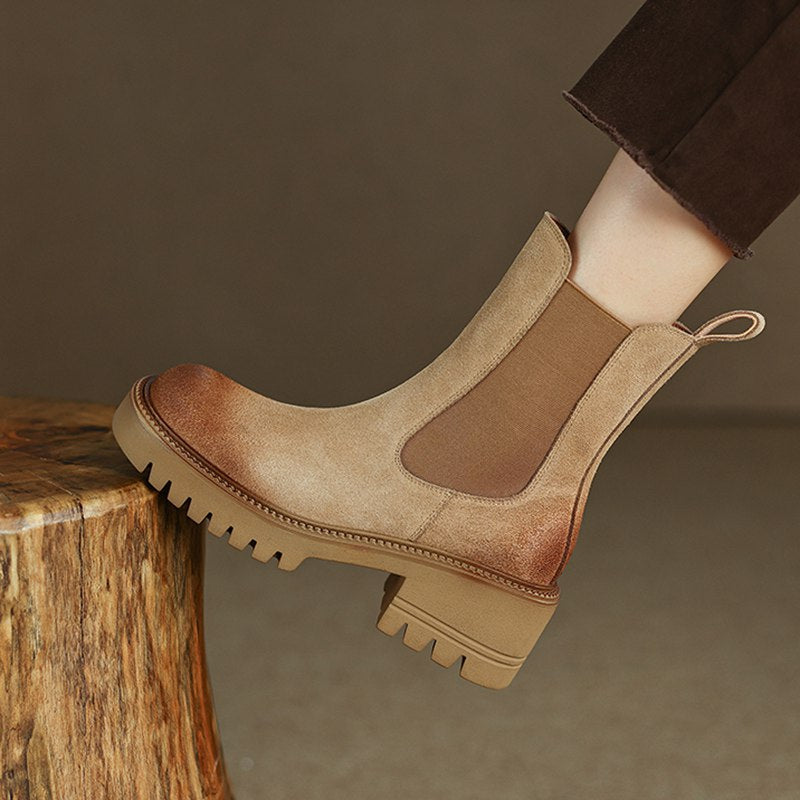 Haya Tan Chelsea Lug Sole Combat Boots Newgew