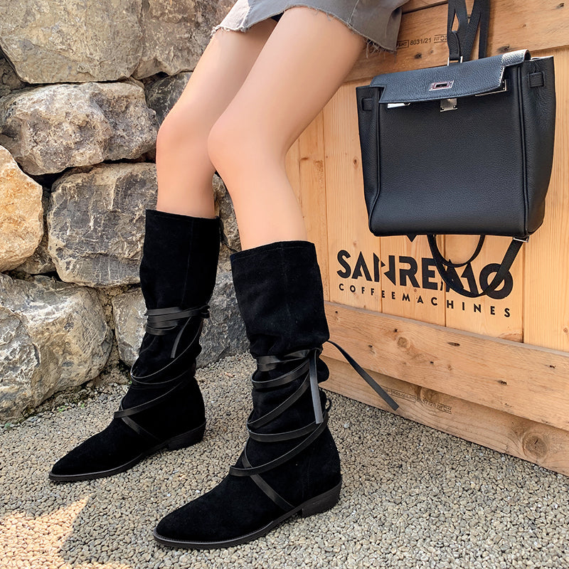 Mylah Suede Slouch Knee High Boots newgew