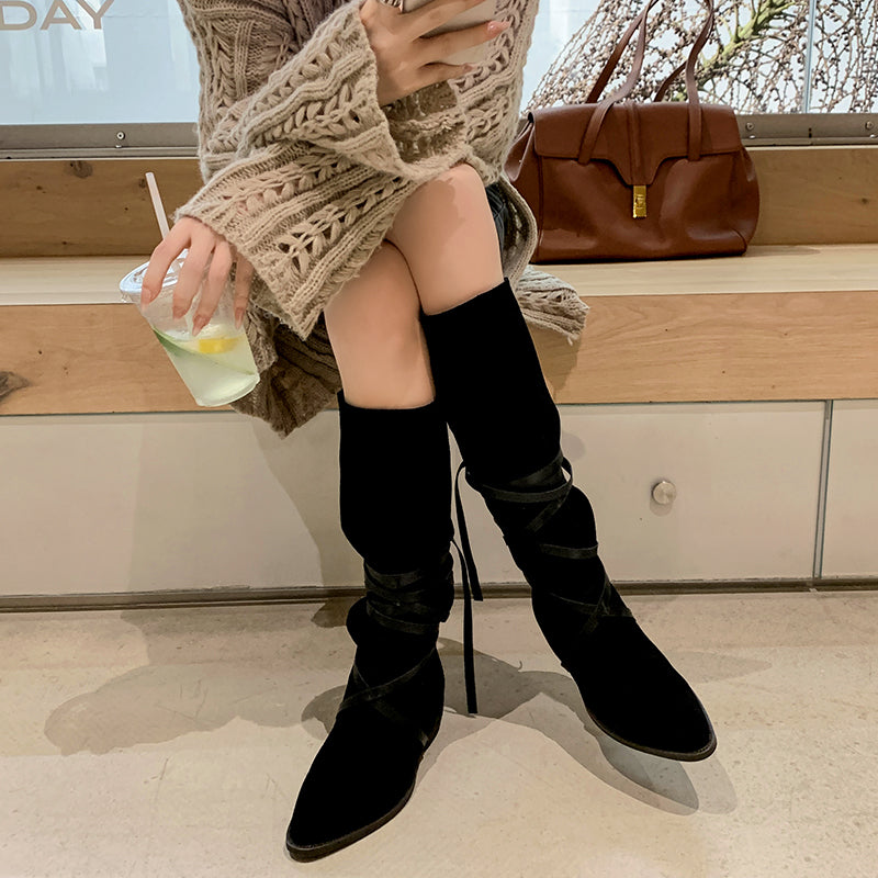 Mylah Suede Slouch Knee High Boots newgew