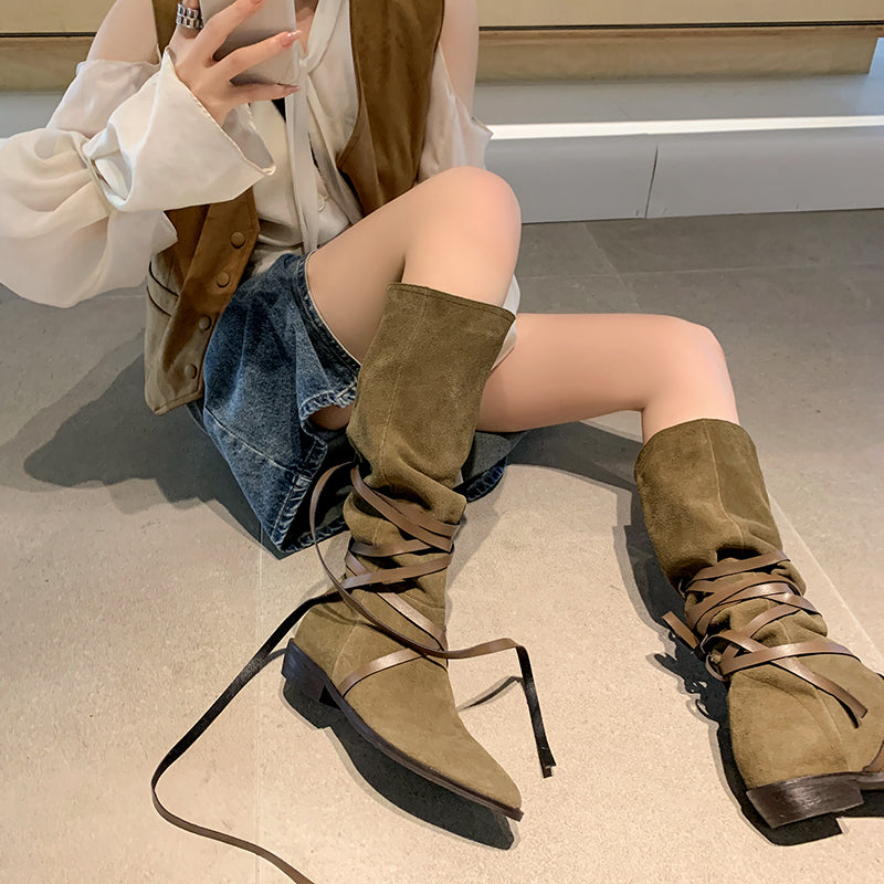 Mylah Suede Slouch Knee High Boots newgew
