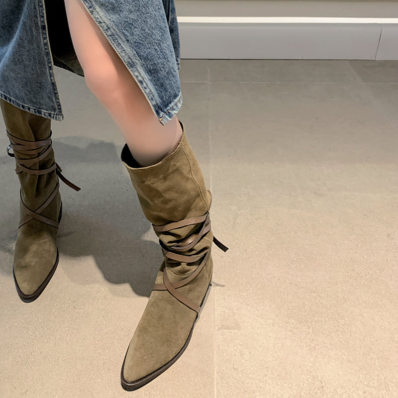 Mylah Suede Slouch Knee High Boots newgew