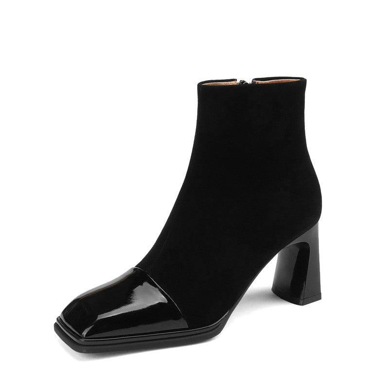 Holly Square Toe Ankle Boots Black Newgew