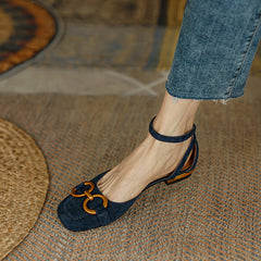 Dina Suede Handmade Ankle Strap Flats with Chain NEW GEW