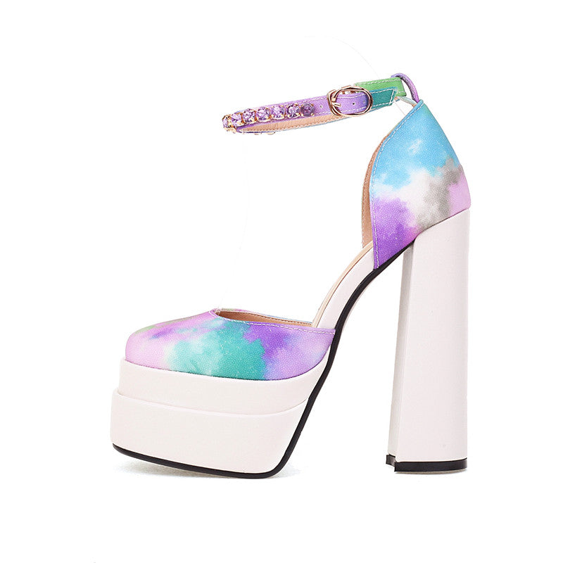 Wendi Tiedye Platform High Chunky Heels Newgew