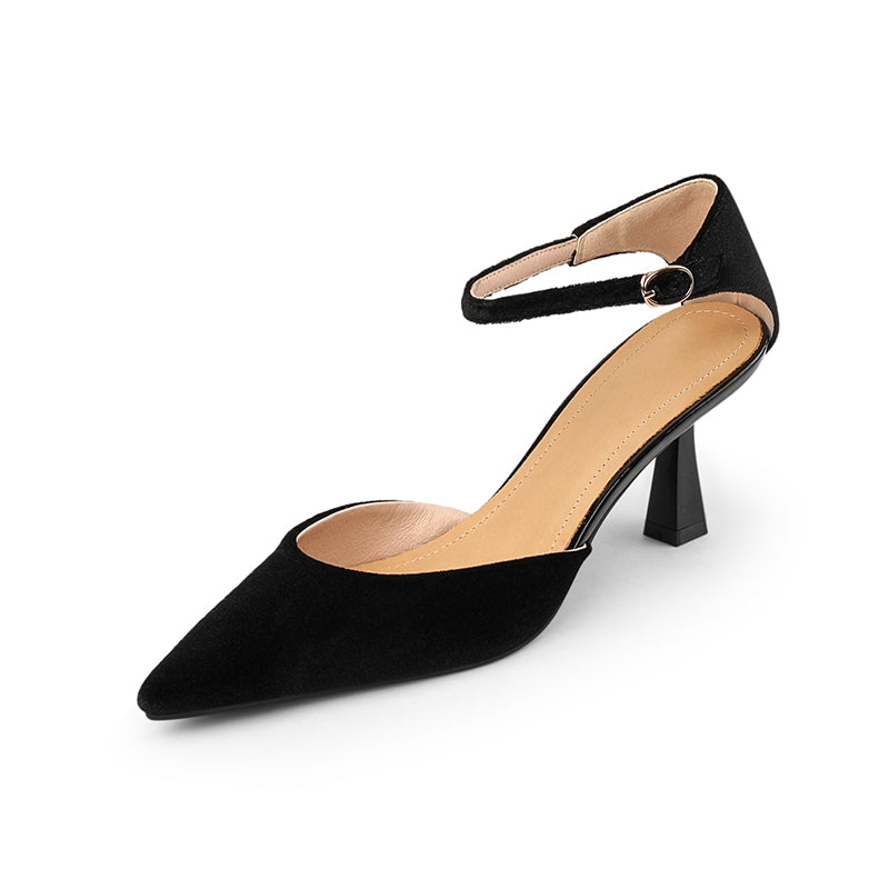 Freja Black Velvet Heels Newgew