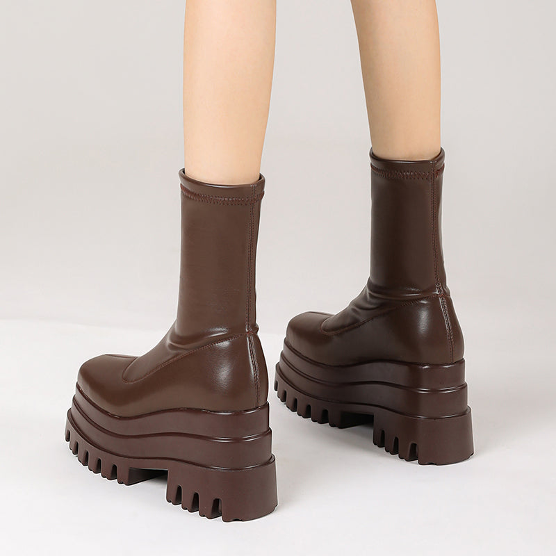 Nancy Black Platform Sock Boots newgew