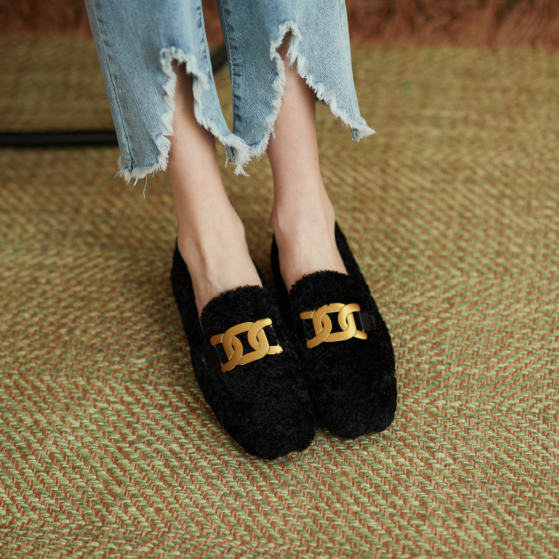 Zaynab Wool Loafers with Chain Newgew