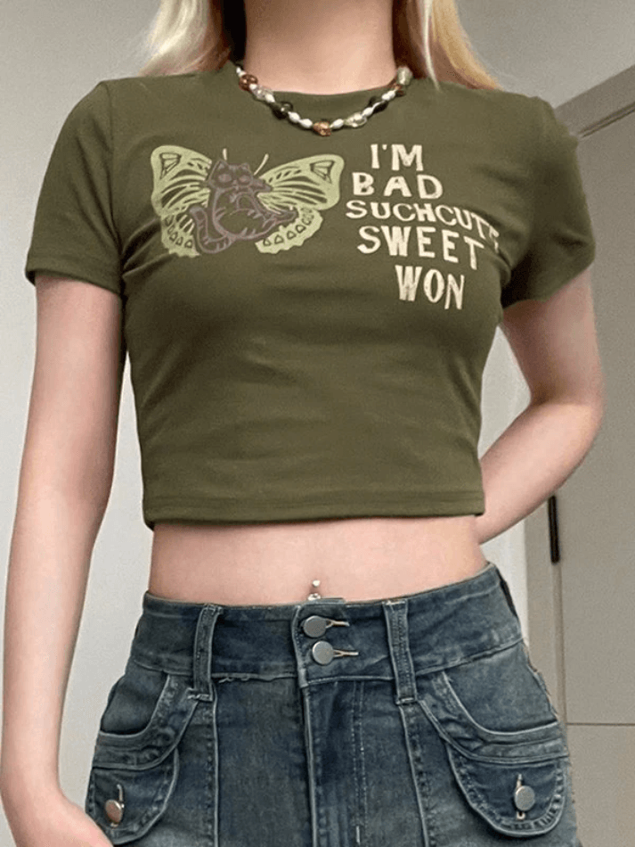 Y2K Butterfly Printed Crop Top NewGew