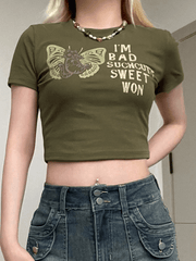 Y2K Butterfly Printed Crop Top NewGew