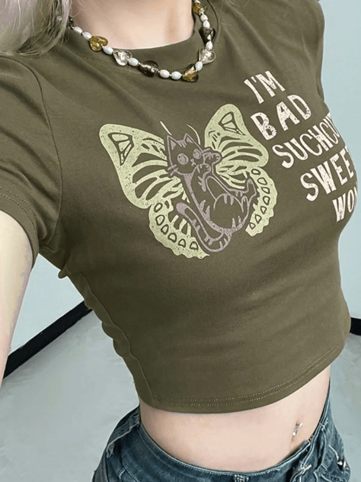 Y2K Butterfly Printed Crop Top NewGew