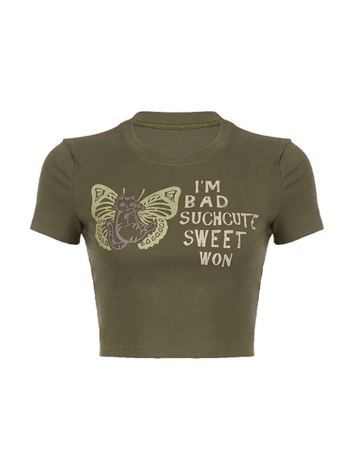 Y2K Butterfly Printed Crop Top NewGew